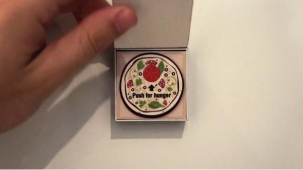 Refrigerator magnet lets you order pizza with a single push of a button