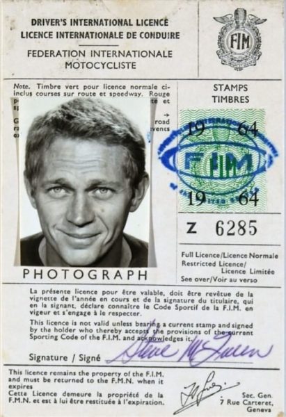 Steve McQueen’s International Driving License