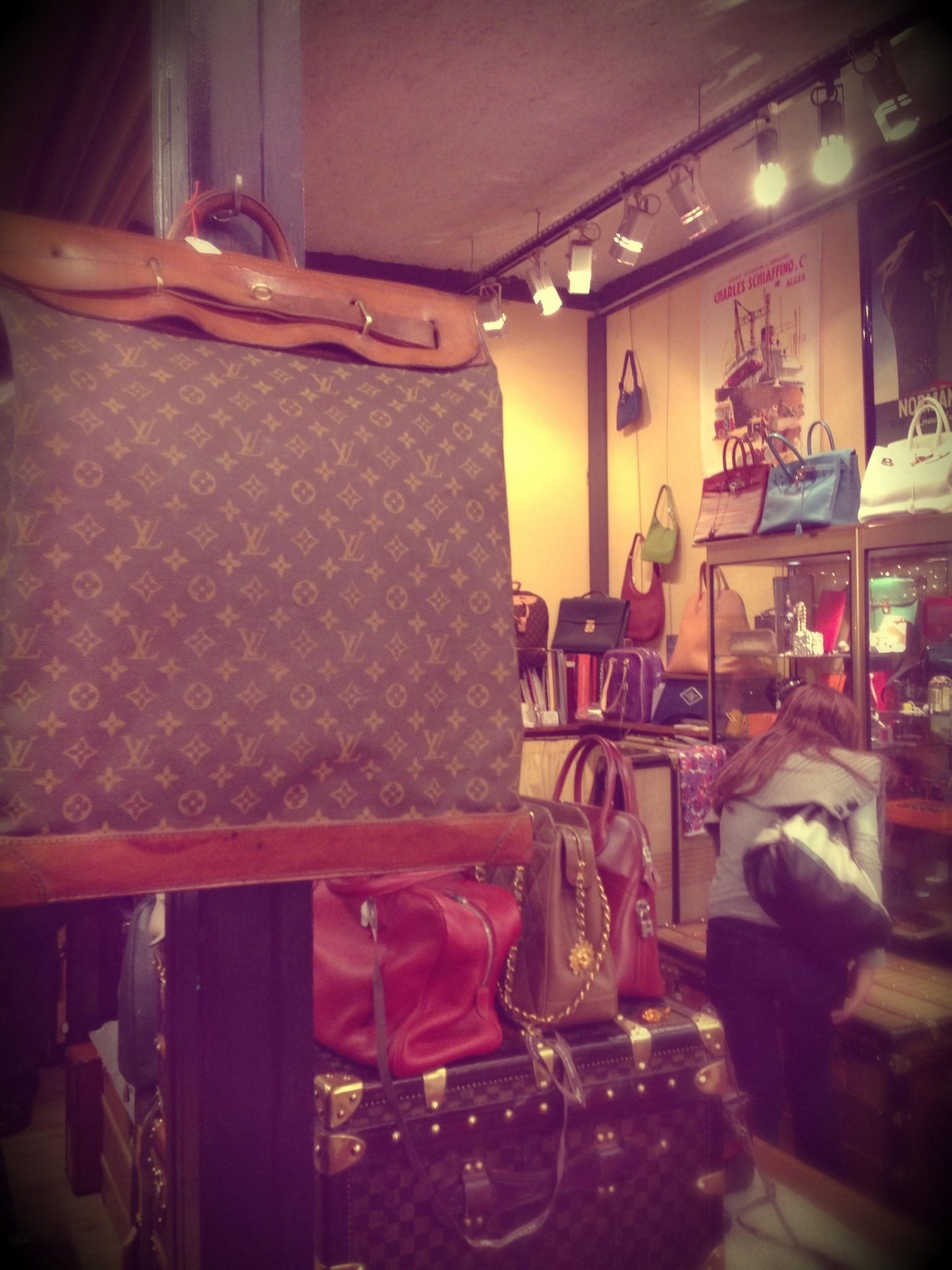 Louis Vuitton leather wardrobe trunk - Les Puces de Paris Saint-Ouen