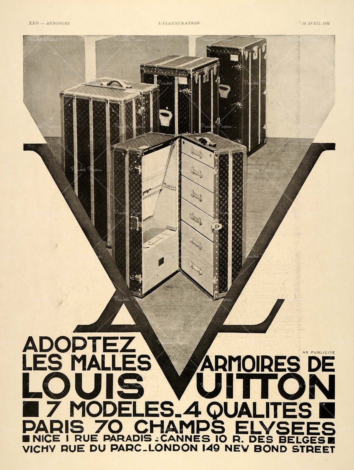 Louis Vuitton courier trunk 110 cm from the 1920s - Les Puces de Paris  Saint-Ouen