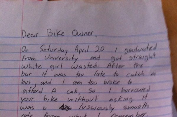 Letter from a Bike Thief