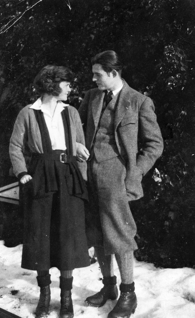 EH 8095P Winter, 1922 Ernest Hemingway and Hadley Hemingway in Chamby, Switzerland, 1922. Photograph in the Ernest Hemingway Photograph Collection, John F. Kennedy Presidential Library and Museum, Boston.