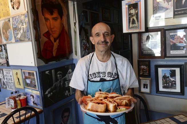 LAKEWOOD, CO - JULY 22: Nick Andurlakis first served a Fool's Gold peanut butter sandwich to Elvis at the Colorado Mining Company restaurant in 1976. Elvis liked it so much he once flew to Denver in his private jet to have another one. Nick runs Nick's Cafe in Lakewood and still has the Fool's Gold sandwich on the menu. Andulakis was photographed Tuesday afternoon, July 22, 2014. Photo by Karl Gehring/The Denver Post