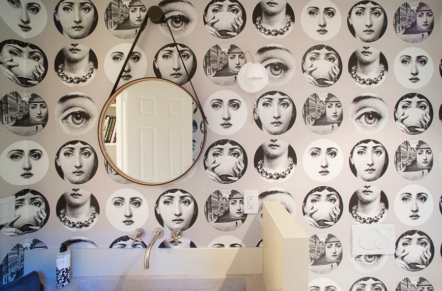 Fornasetti-Tema-e-Variazioni-Wallpaper-in-the-contemporary-bathroom