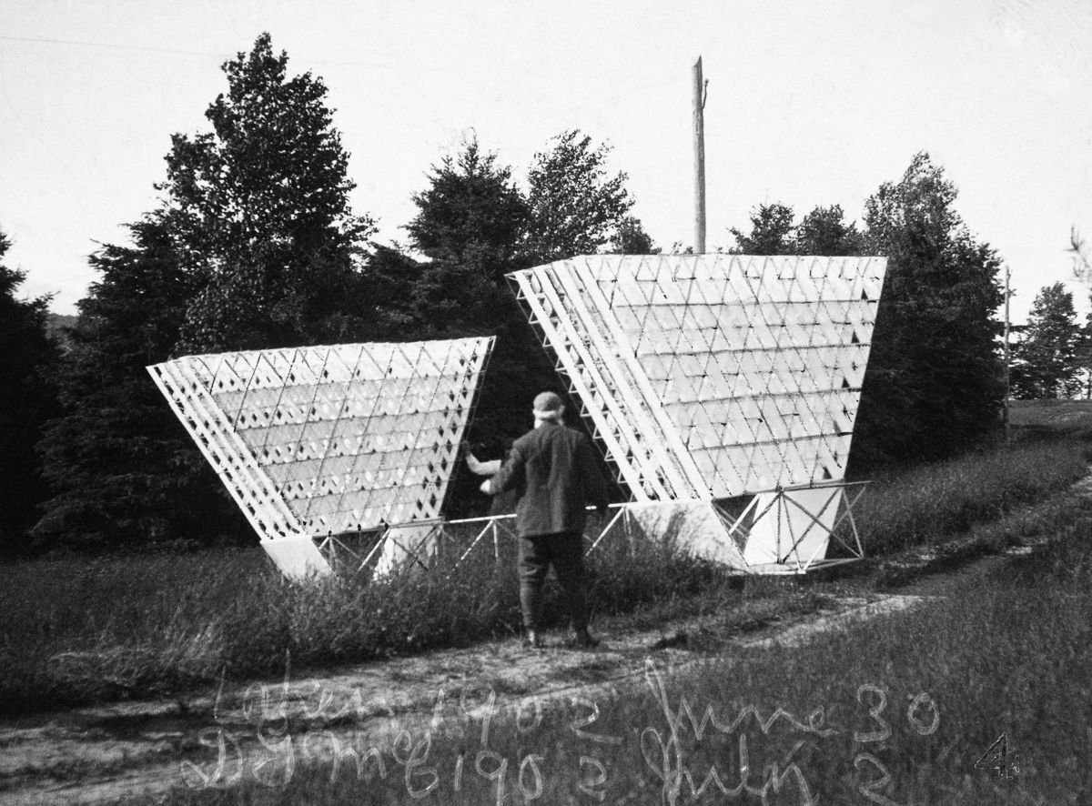 Cape Breton Island, Nova Scotia, Canada --- The multicellular giant kite designed by Alexander Graham Bell. --- Image by © Bell Collection/National Geographic Creative/Corbis