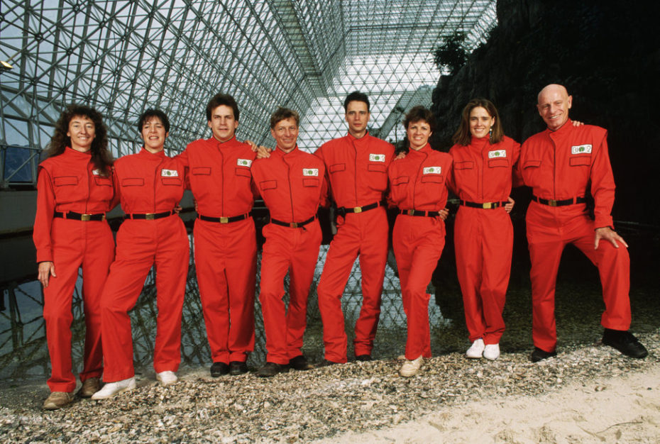 The first eight-member team of Biosphere II, before their enclosure in the artificial ecosystem. | Location: Biosphere II, Oracle, Arizona, USA.