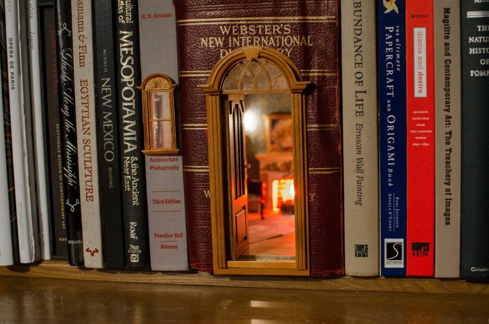 Book nook, miniature room, booknook Library book art, box room, diorama  book.